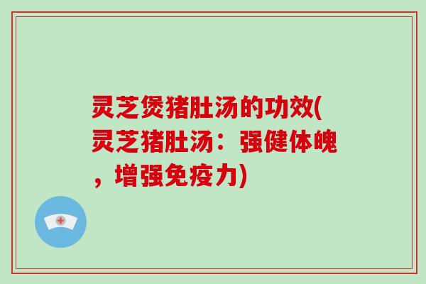 灵芝煲猪肚汤的功效(灵芝猪肚汤：强健体魄，增强免疫力)