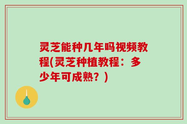 灵芝能种几年吗视频教程(灵芝种植教程：多少年可成熟？)