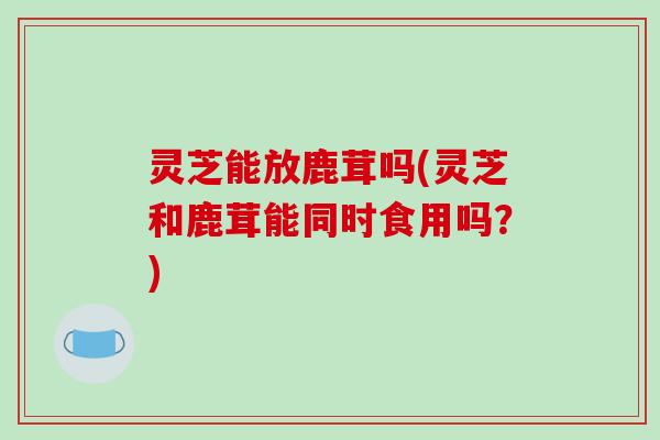 灵芝能放鹿茸吗(灵芝和鹿茸能同时食用吗?) 灵芝能放鹿茸吗(灵芝和鹿茸能同时食用吗?)