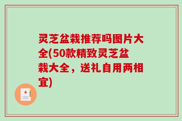 灵芝盆栽推荐吗图片大全(50款精致灵芝盆栽大全，送礼自用两相宜)