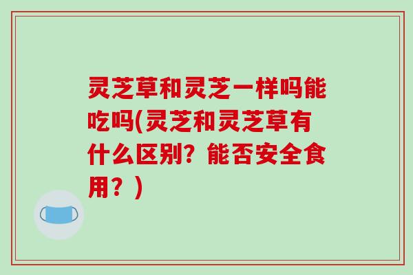 灵芝草和灵芝一样吗能吃吗(灵芝和灵芝草有什么区别?能否安全食用?) 灵芝草和灵芝一样吗能吃吗(灵芝和灵芝草有什么区别?能否安全食用?)