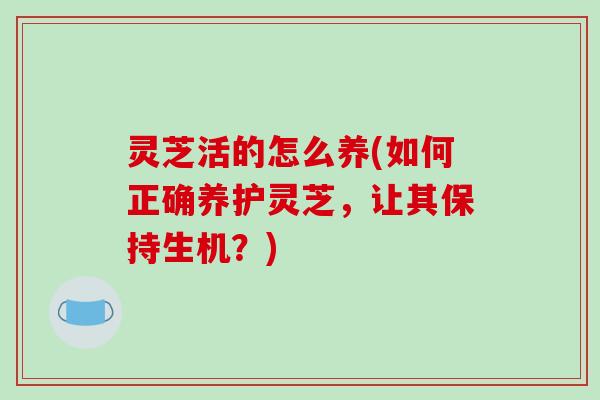 灵芝活的怎么养(如何正确养护灵芝,让其保持生机?) 灵芝活的怎么养(如何正确养护灵芝,让其保持生机?)