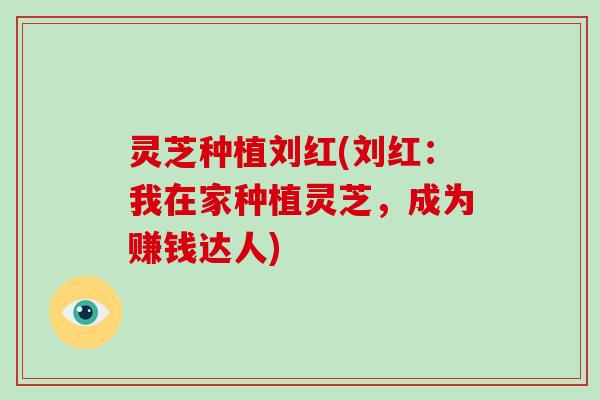 灵芝种植刘红(刘红：我在家种植灵芝，成为赚钱达人)