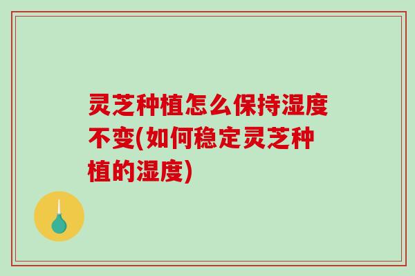 灵芝种植怎么保持湿度不变(如何稳定灵芝种植的湿度)