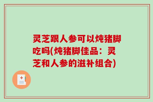 灵芝跟人参可以炖猪脚吃吗(炖猪脚佳品：灵芝和人参的滋补组合)