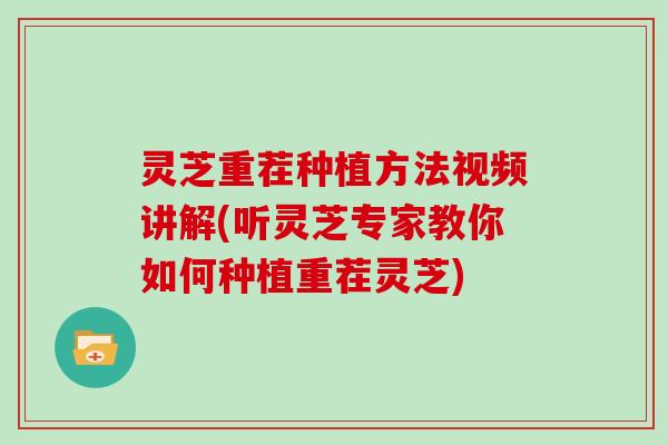 灵芝重茬种植方法视频讲解(听灵芝专家教你如何种植重茬灵芝) 灵芝重茬种植方法视频讲解(听灵芝专家教你如何种植重茬灵芝)