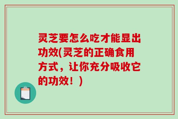 灵芝要怎么吃才能显出功效(灵芝的正确食用方式,让你充分吸收它的功效!) 灵芝要怎么吃才能显出功效(灵芝的正确食用方式,让你充分吸收它的功效!)
