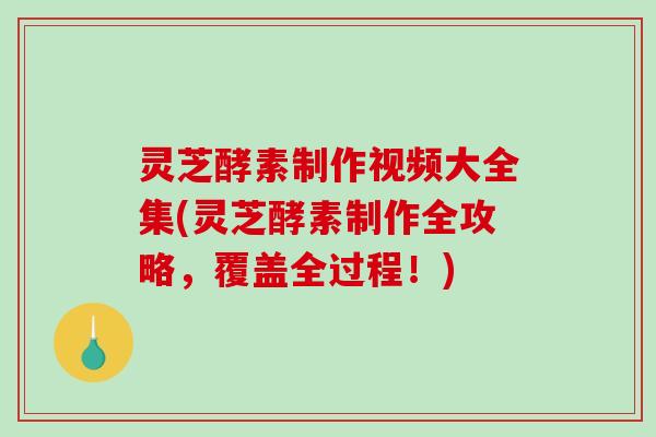 灵芝酵素制作视频大全集(灵芝酵素制作全攻略，覆盖全过程！)