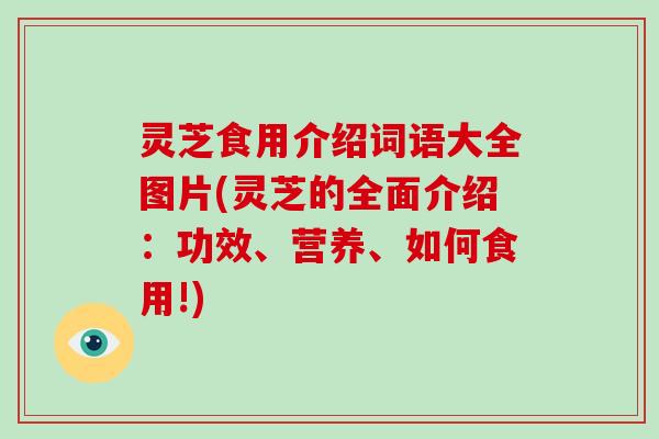灵芝食用介绍词语大全图片(灵芝的全面介绍:功效、营养、如何食用!) 灵芝食用介绍词语大全图片(灵芝的全面介绍:功效、营养、如何食用!)