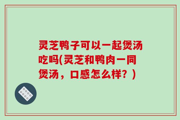 灵芝鸭子可以一起煲汤吃吗(灵芝和鸭肉一同煲汤，口感怎么样？)