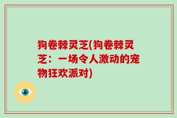 狗卷棘灵芝(狗卷棘灵芝:一场令人激动的宠物狂欢派对) 狗卷棘灵芝(狗卷棘灵芝:一场令人激动的宠物狂欢派对)