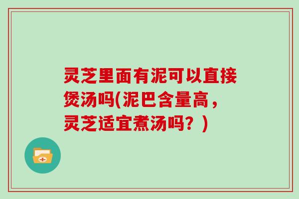 灵芝里面有泥可以直接煲汤吗(泥巴含量高，灵芝适宜煮汤吗？)