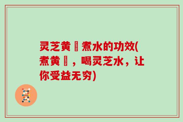 灵芝黄茋煮水的功效(煮黄茋，喝灵芝水，让你受益无穷)
