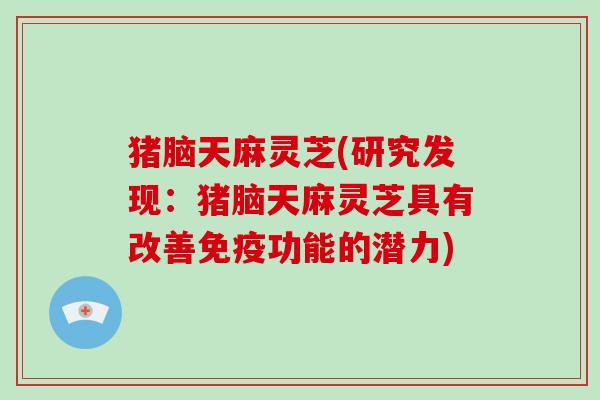 猪脑天麻灵芝(研究发现:猪脑天麻灵芝具有改善免疫功能的潜力) 猪脑天麻灵芝(研究发现:猪脑天麻灵芝具有改善免疫功能的潜力)