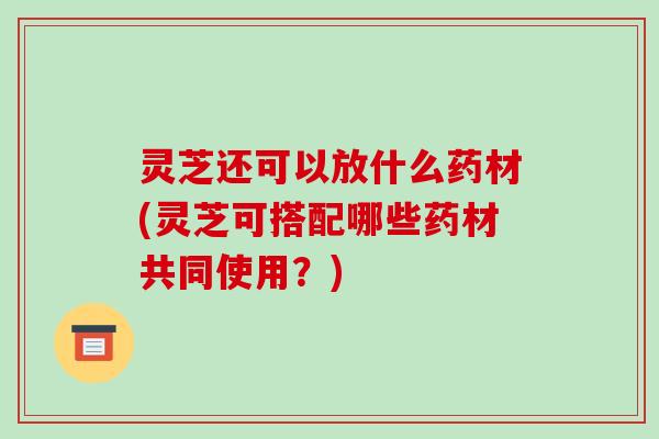 灵芝还可以放什么药材(灵芝可搭配哪些药材共同使用？)
