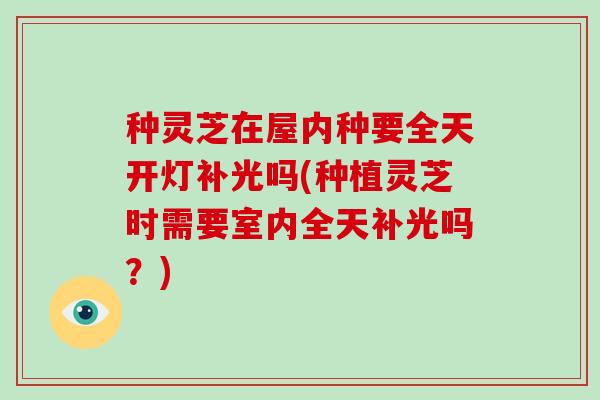 种灵芝在屋内种要全天开灯补光吗(种植灵芝时需要室内全天补光吗？)