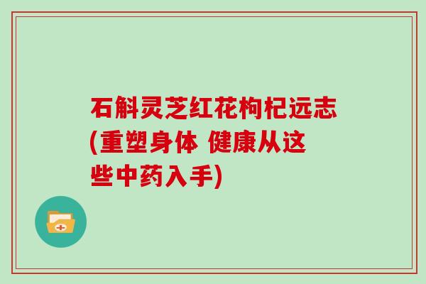 石斛灵芝红花枸杞远志(重塑身体 健康从这些中药入手)