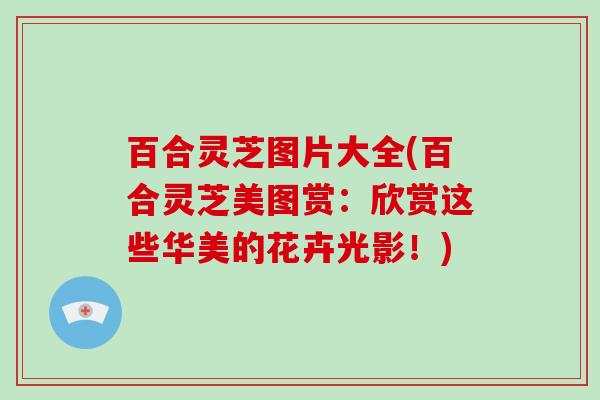百合灵芝图片大全(百合灵芝美图赏:欣赏这些华美的花卉光影!) 百合灵芝图片大全(百合灵芝美图赏:欣赏这些华美的花卉光影!)
