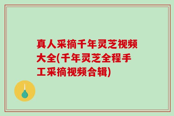 真人采摘千年灵芝视频大全(千年灵芝全程手工采摘视频合辑)