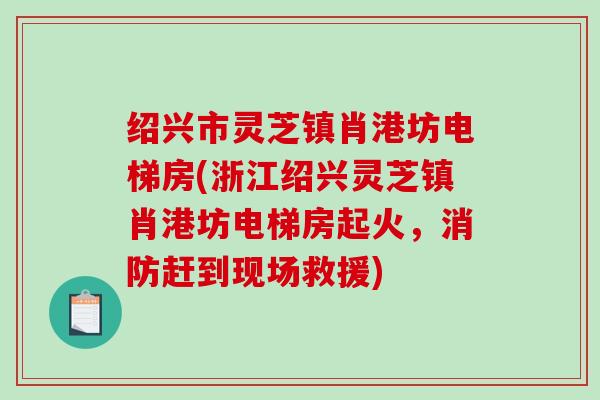 绍兴市灵芝镇肖港坊电梯房(浙江绍兴灵芝镇肖港坊电梯房起火，消防赶到现场救援)