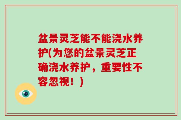 盆景灵芝能不能浇水养护(为您的盆景灵芝正确浇水养护，重要性不容忽视！)
