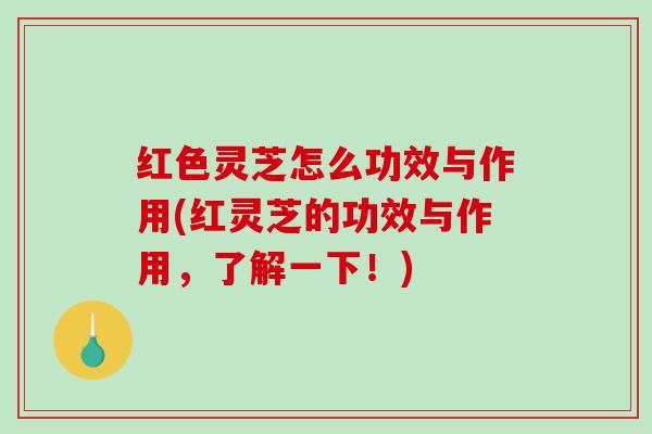 红色灵芝怎么功效与作用(红灵芝的功效与作用,了解一下!) 红色灵芝怎么功效与作用(红灵芝的功效与作用,了解一下!)