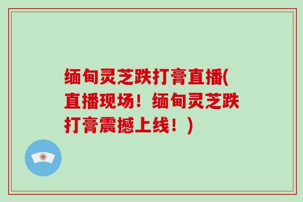 缅甸灵芝跌打膏直播(直播现场！缅甸灵芝跌打膏震撼上线！)