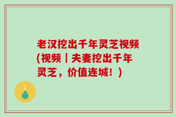 老汉挖出千年灵芝视频(视频|夫妻挖出千年灵芝,价值连城!) 老汉挖出千年灵芝视频(视频|夫妻挖出千年灵芝,价值连城!)
