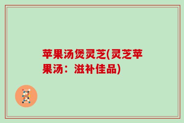 苹果汤煲灵芝(灵芝苹果汤:滋补佳品) 苹果汤煲灵芝(灵芝苹果汤:滋补佳品)