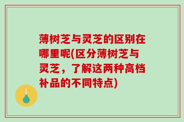 薄树芝与灵芝的区别在哪里呢(区分薄树芝与灵芝,了解这两种高档补品的不同特点) 薄树芝与灵芝的区别在哪里呢(区分薄树芝与灵芝,了解这两种高档补品的不同特点)