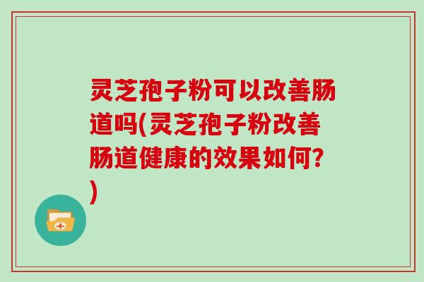 灵芝孢子粉可以改善肠道吗(灵芝孢子粉改善肠道健康的效果如何?) 灵芝孢子粉可以改善肠道吗(灵芝孢子粉改善肠道健康的效果如何?)