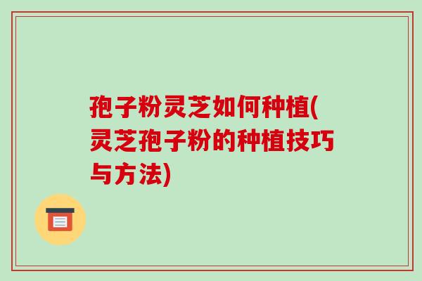孢子粉灵芝如何种植(灵芝孢子粉的种植技巧与方法) 孢子粉灵芝如何种植(灵芝孢子粉的种植技巧与方法)