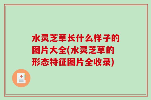 水灵芝草长什么样子的图片大全(水灵芝草的形态特征图片全收录) 水灵芝草长什么样子的图片大全(水灵芝草的形态特征图片全收录)