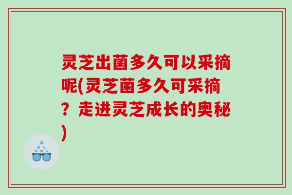 灵芝出菌多久可以采摘呢(灵芝菌多久可采摘？走进灵芝成长的奥秘)