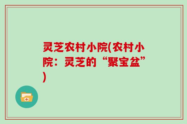灵芝农村小院(农村小院:灵芝的“聚宝盆”) 灵芝农村小院(农村小院:灵芝的“聚宝盆”)