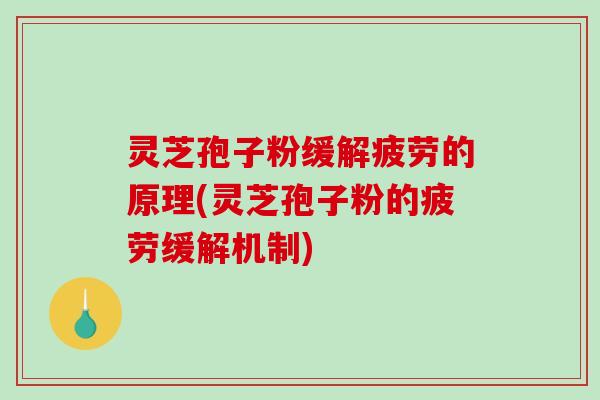 灵芝孢子粉缓解疲劳的原理(灵芝孢子粉的疲劳缓解机制) 灵芝孢子粉缓解疲劳的原理(灵芝孢子粉的疲劳缓解机制)