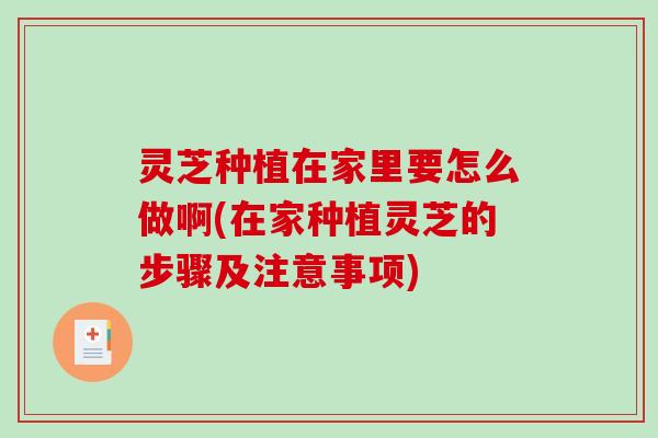 灵芝种植在家里要怎么做啊(在家种植灵芝的步骤及注意事项)