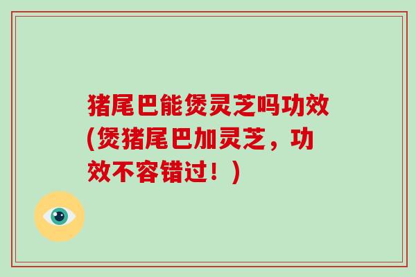 猪尾巴能煲灵芝吗功效(煲猪尾巴加灵芝，功效不容错过！)