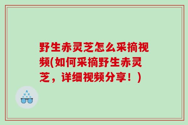 野生赤灵芝怎么采摘视频(如何采摘野生赤灵芝，详细视频分享！)