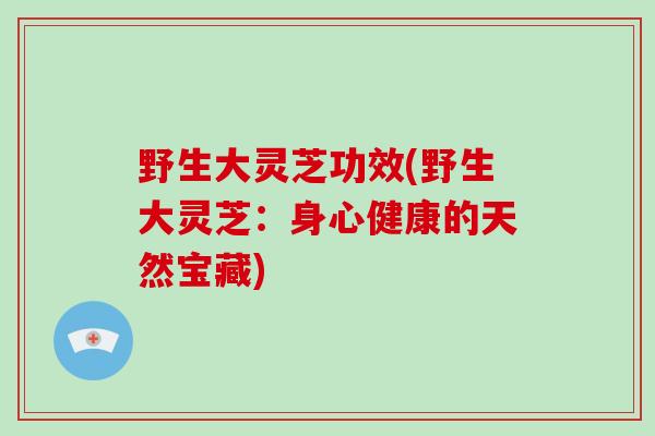 野生大灵芝功效(野生大灵芝：身心健康的天然宝藏)