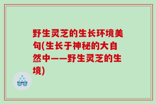 野生灵芝的生长环境美句(生长于神秘的大自然中——野生灵芝的生境) 野生灵芝的生长环境美句(生长于神秘的大自然中——野生灵芝的生境)