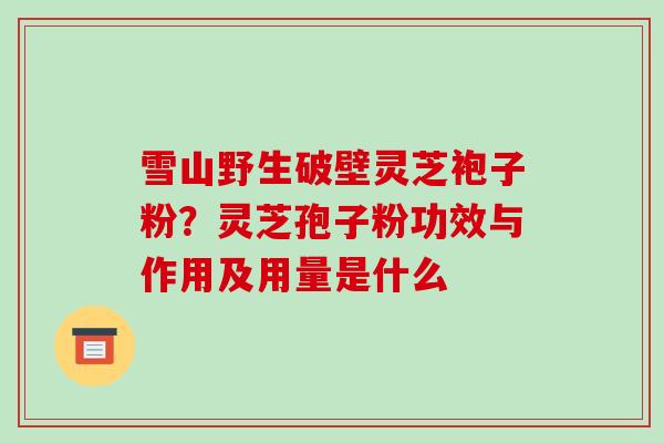 雪山野生破壁灵芝袍子粉?灵芝孢子粉功效与作用及用量是什么 雪山野生破壁灵芝袍子粉?灵芝孢子粉功效与作用及用量是什么